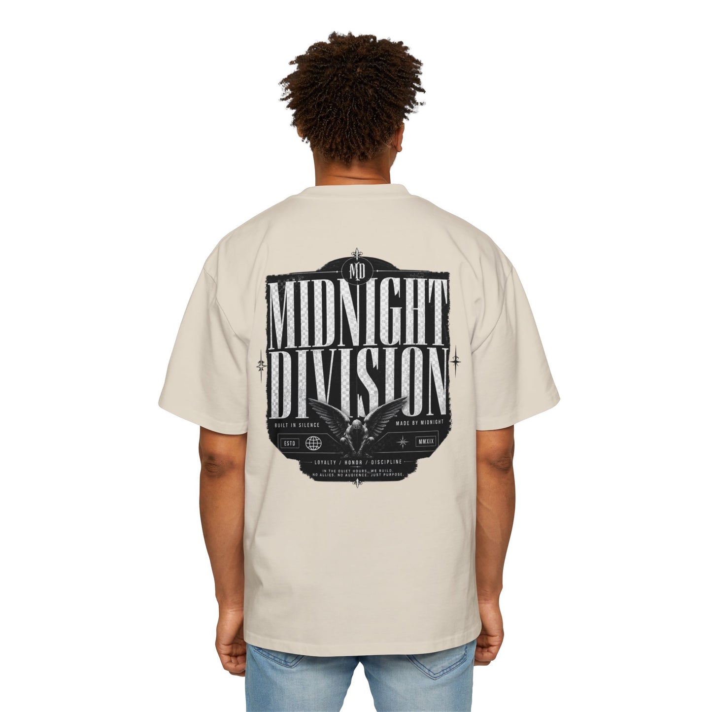 Midnight Division Graphic Tee — Men's Band-Style Oversized T-Shirt