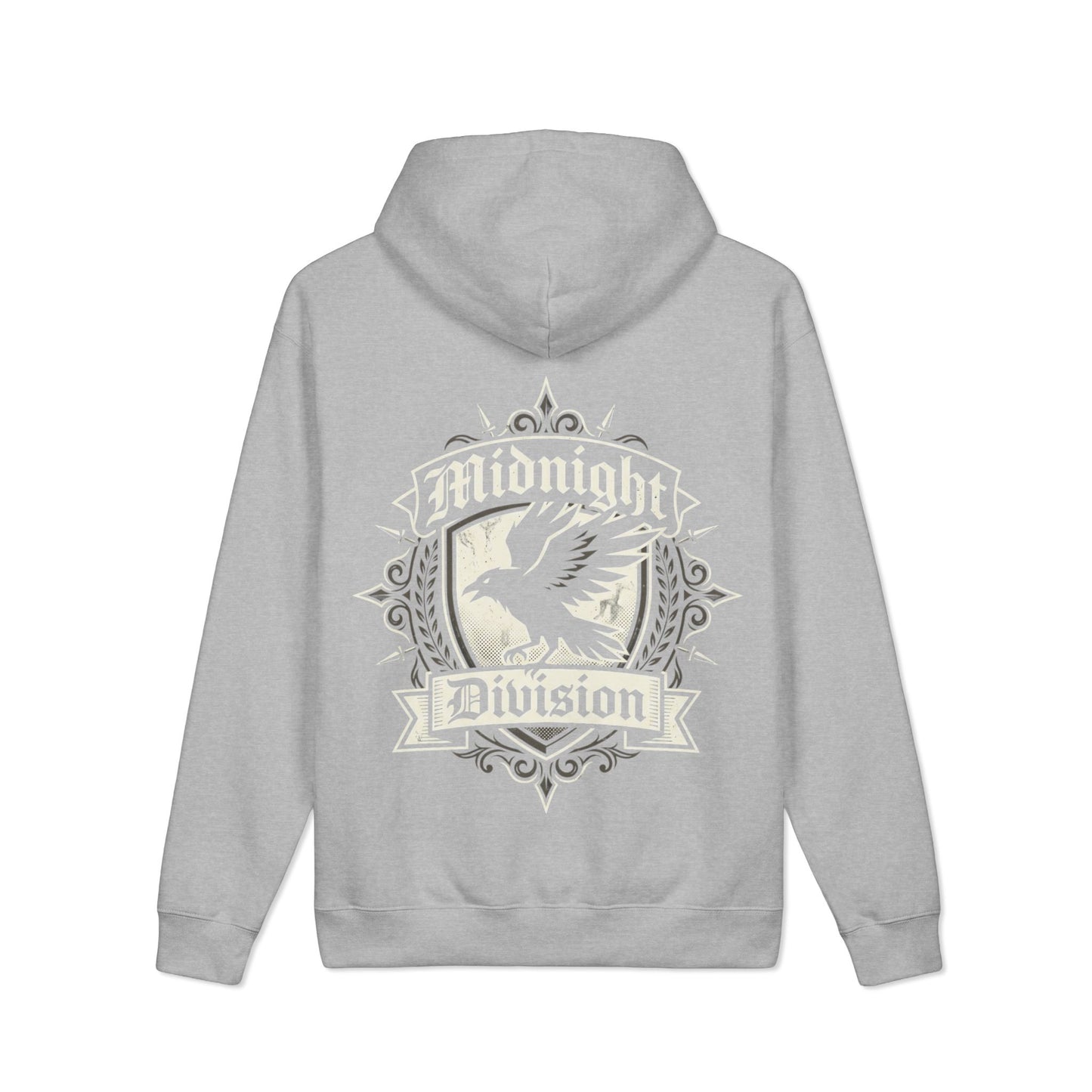Midnight Division Logo Hoodie — Vintage Raven Emblem Heavyweight Hoodie