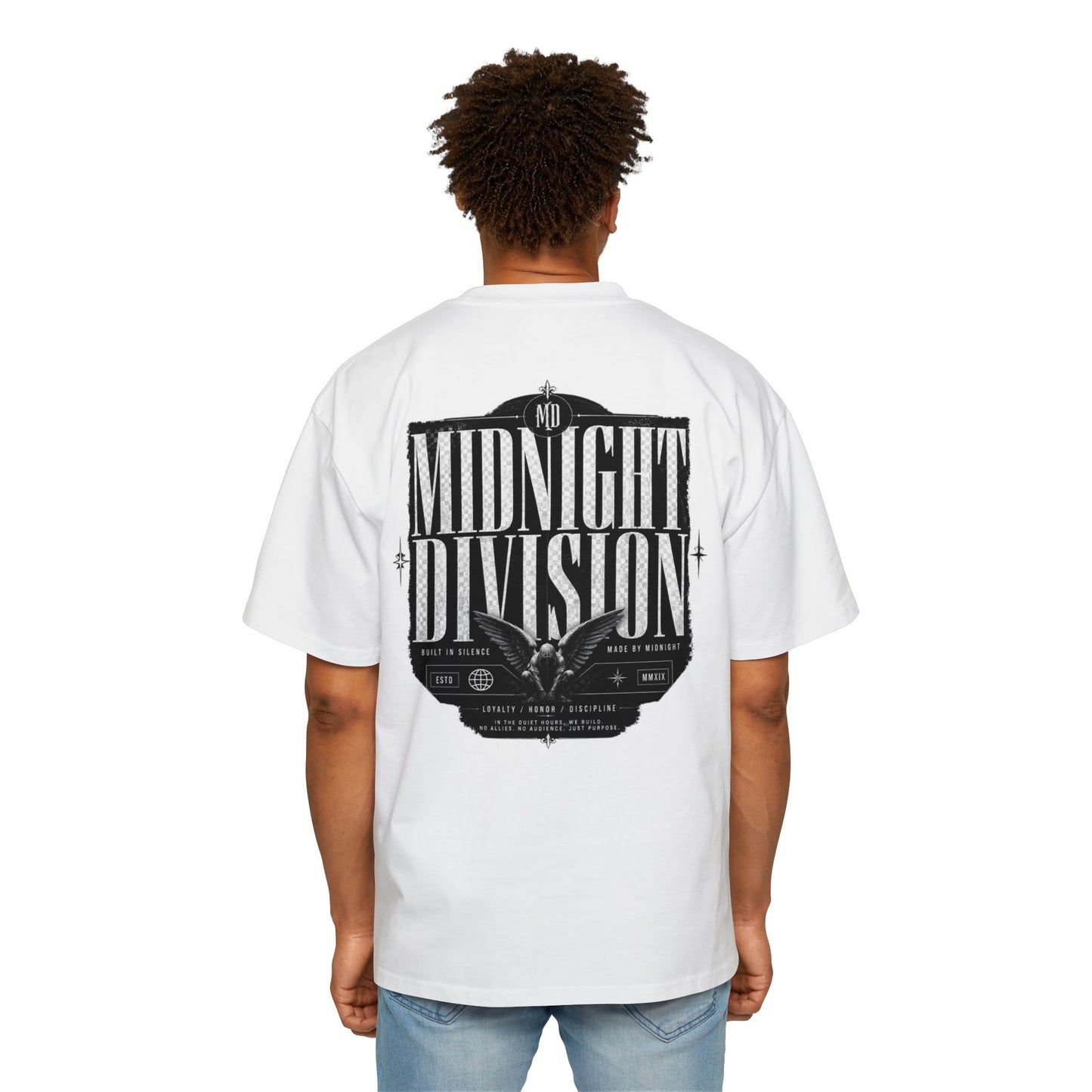 Midnight Division Graphic Tee — Men's Band-Style Oversized T-Shirt