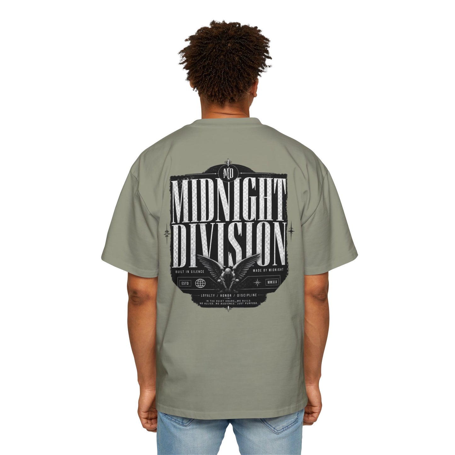Midnight Division Graphic Tee — Men's Band-Style Oversized T-Shirt