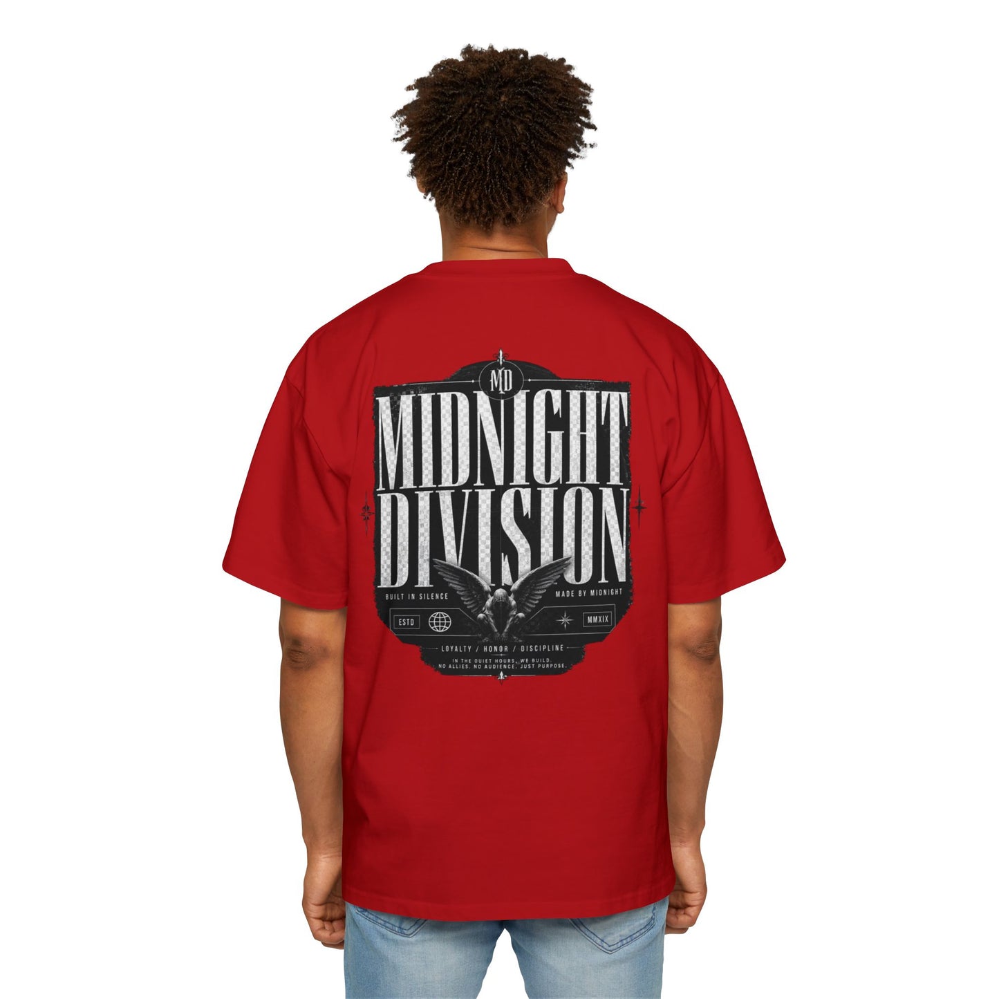 Midnight Division Graphic Tee — Men's Band-Style Oversized T-Shirt