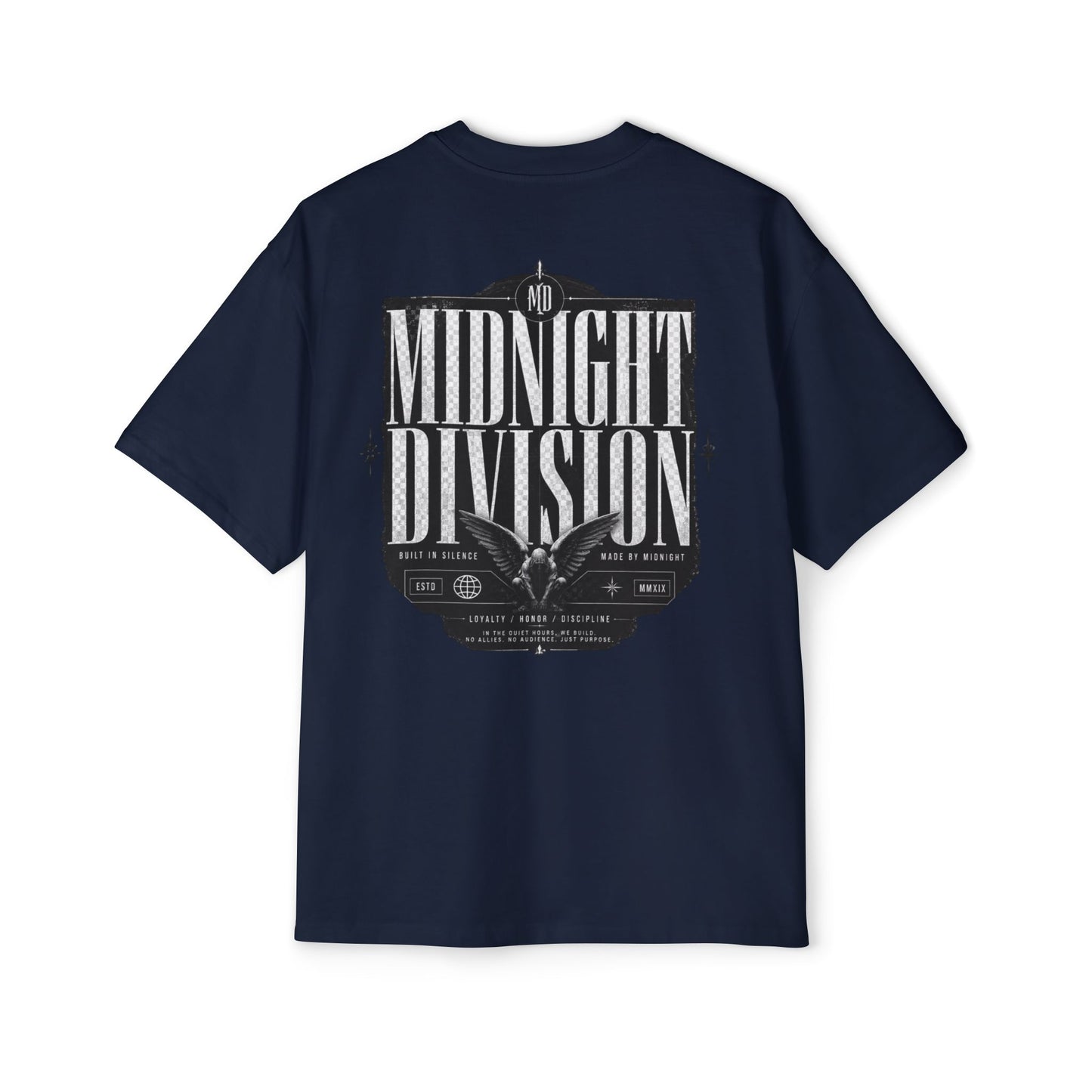 Midnight Division Graphic Tee — Men's Band-Style Oversized T-Shirt