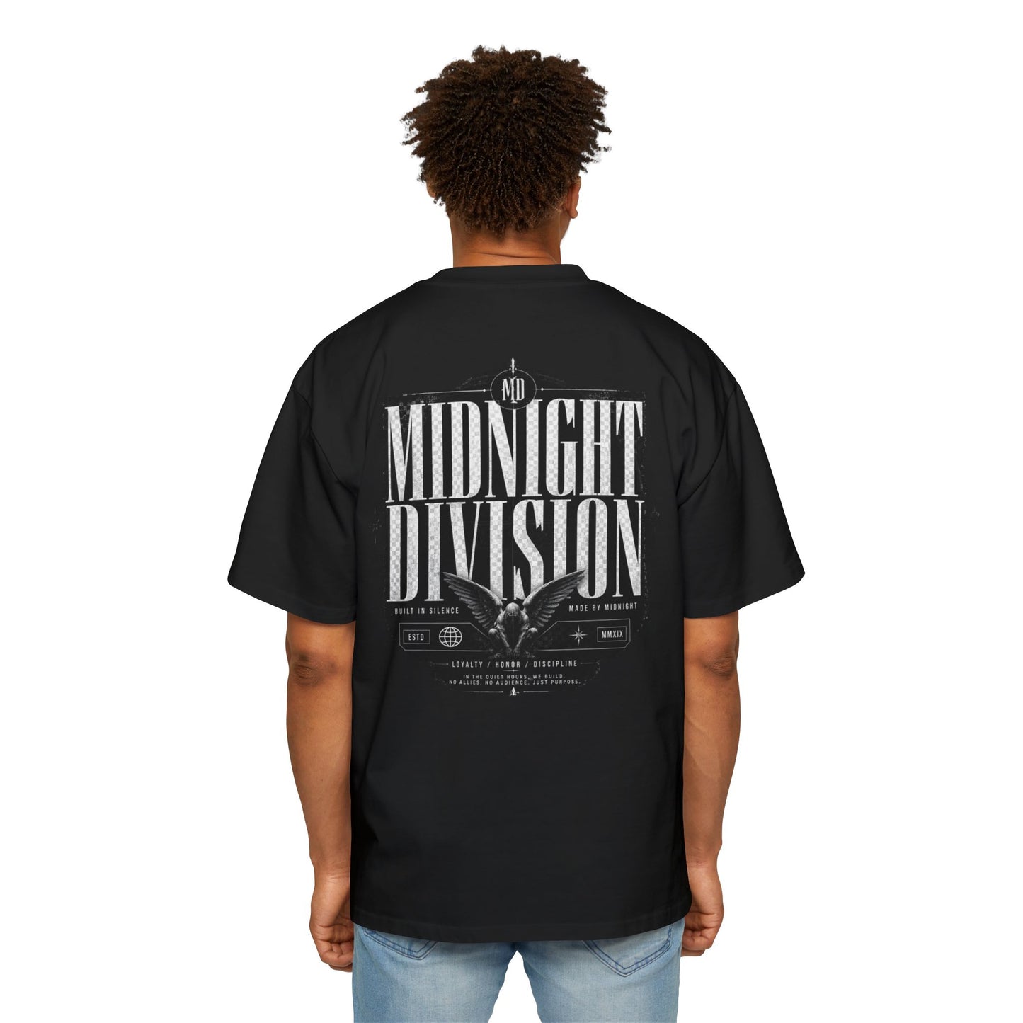Midnight Division Graphic Tee — Men's Band-Style Oversized T-Shirt