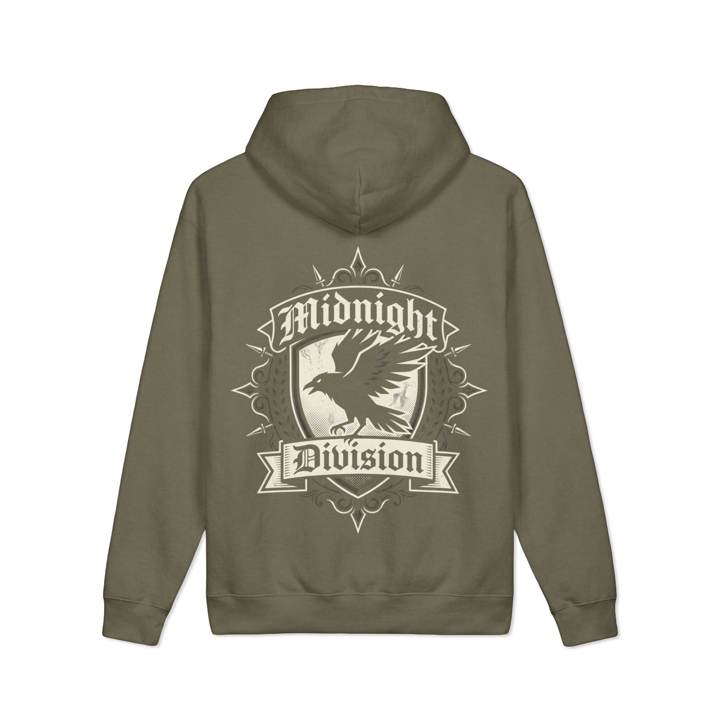 Midnight Division Logo Hoodie — Vintage Raven Emblem Heavyweight Hoodie