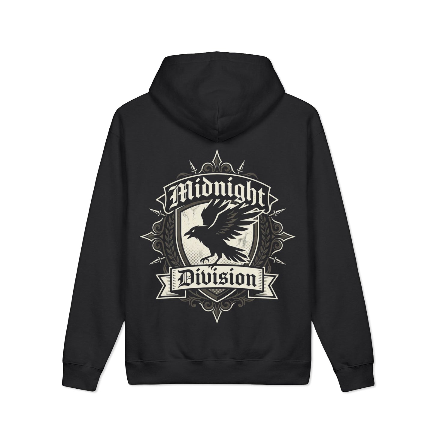 Midnight Division Logo Hoodie — Vintage Raven Emblem Heavyweight Hoodie