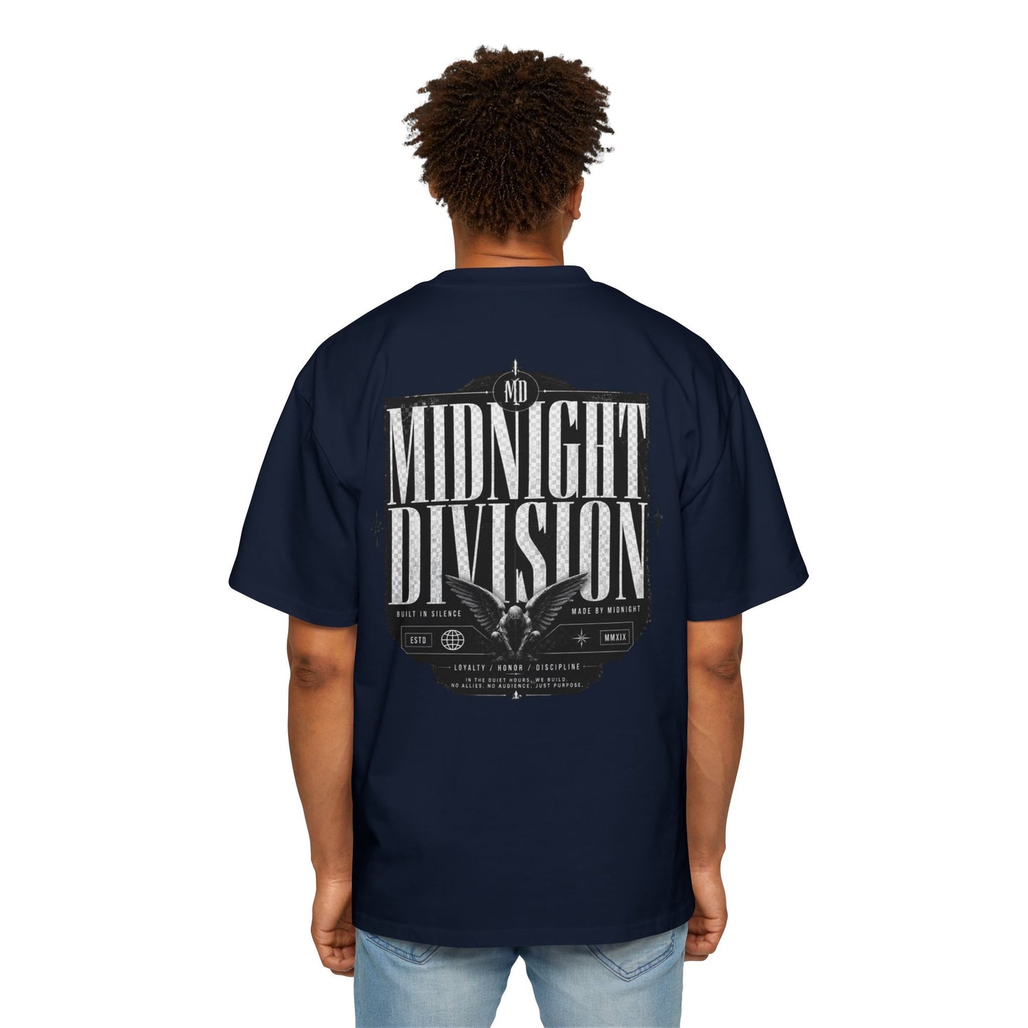Midnight Division Graphic Tee — Men's Band-Style Oversized T-Shirt