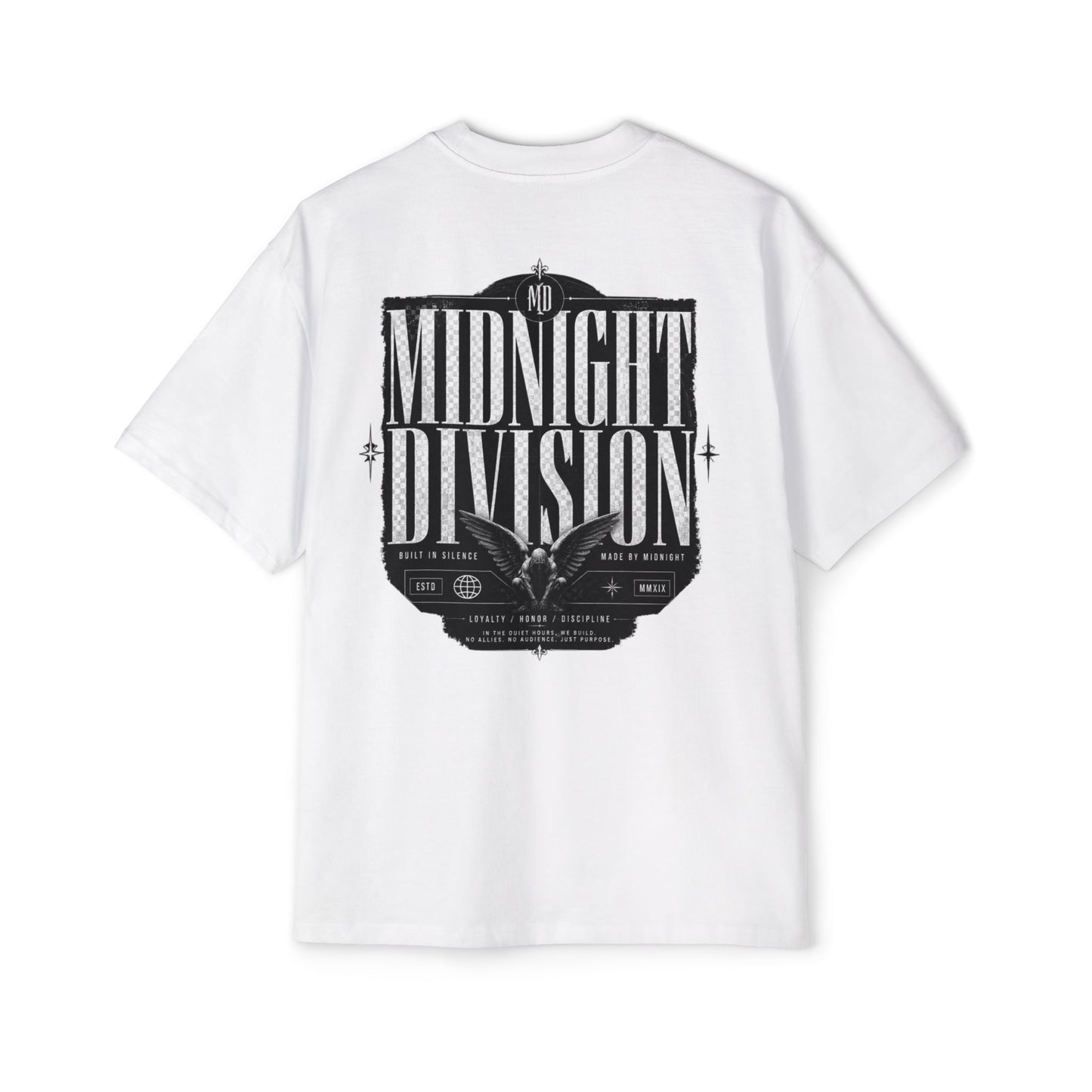Midnight Division Graphic Tee — Men's Band-Style Oversized T-Shirt