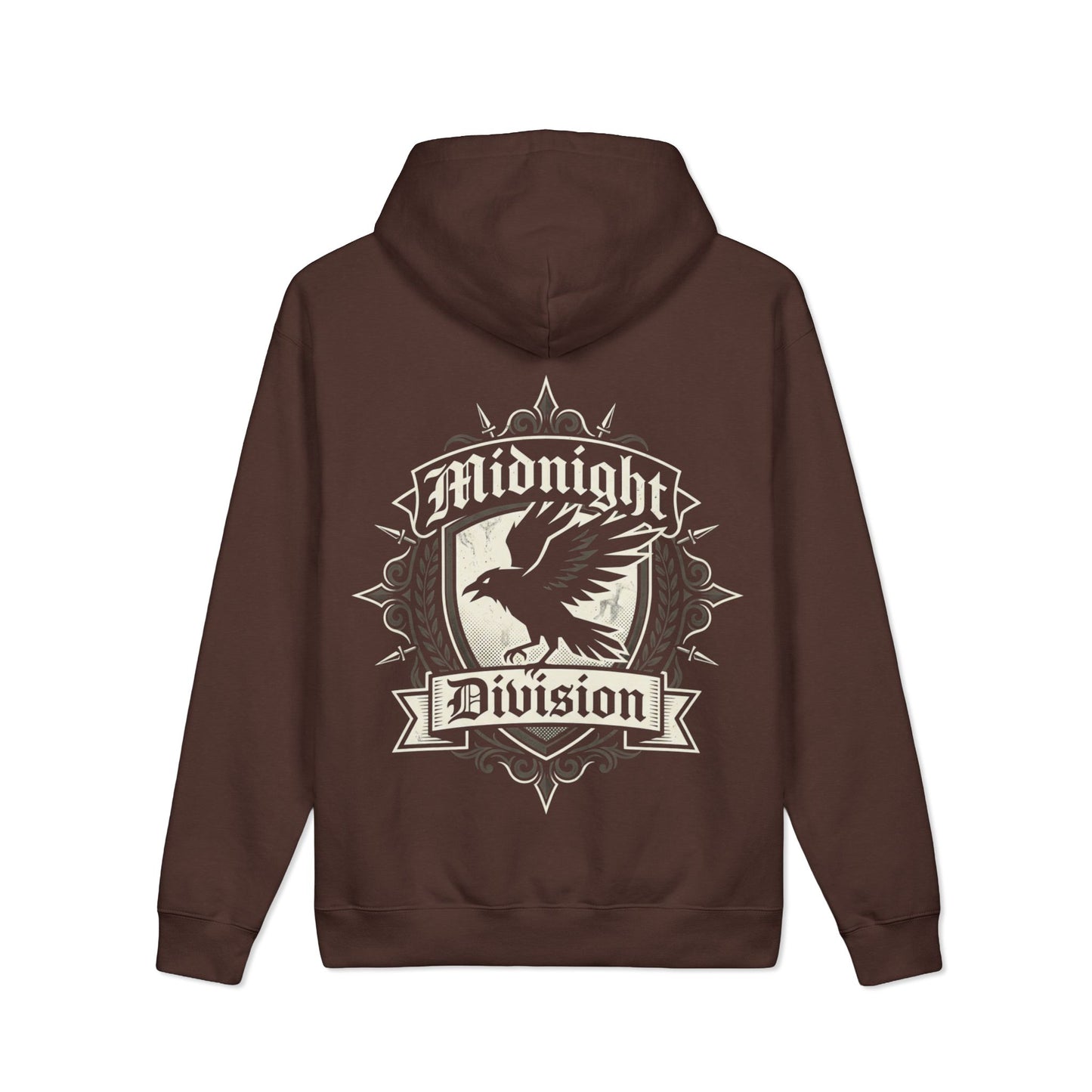Midnight Division Logo Hoodie — Vintage Raven Emblem Heavyweight Hoodie